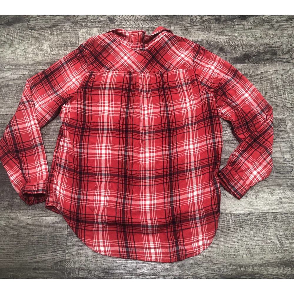 Universal Thread Shirt Womens Sz Large Chest 38” Red Plaid Button Down C14